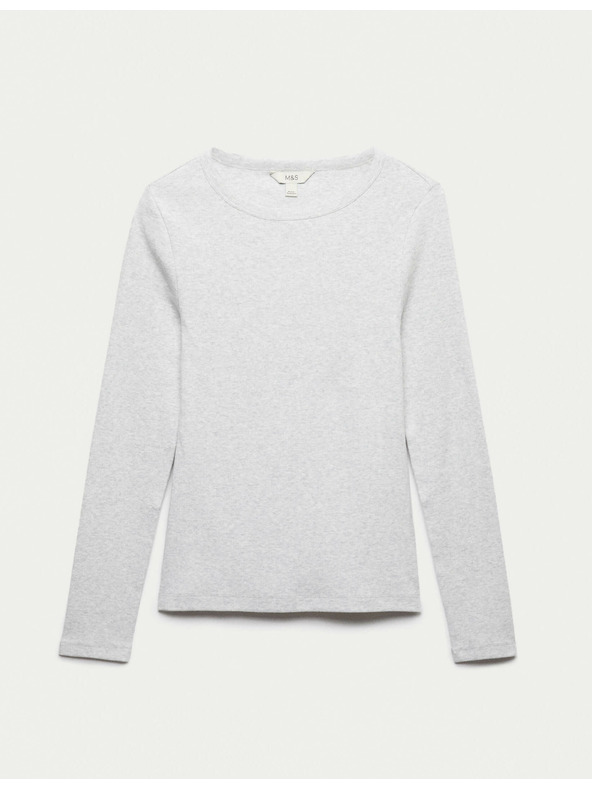 Marks & Spencer Rebrast top z visokim deležem bombaža Marks & Spencer siva
