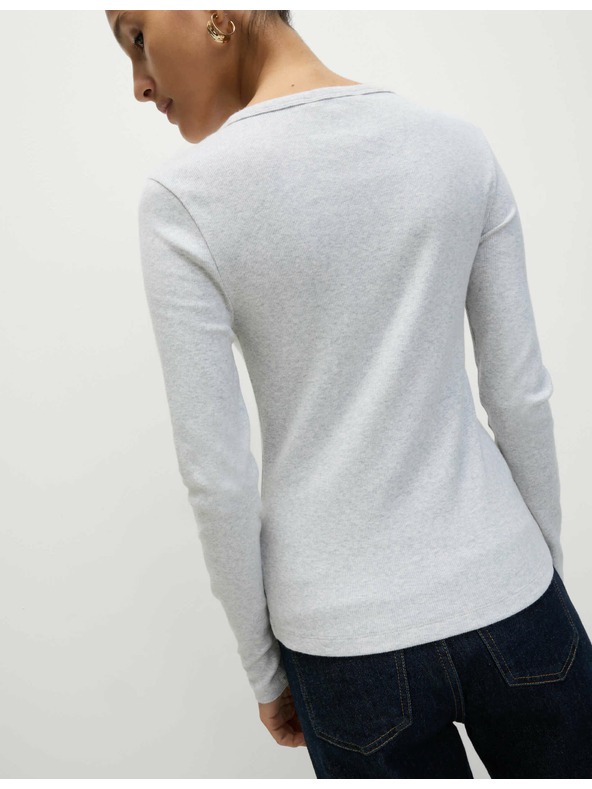 Marks & Spencer Rebrast top z visokim deležem bombaža Marks & Spencer siva