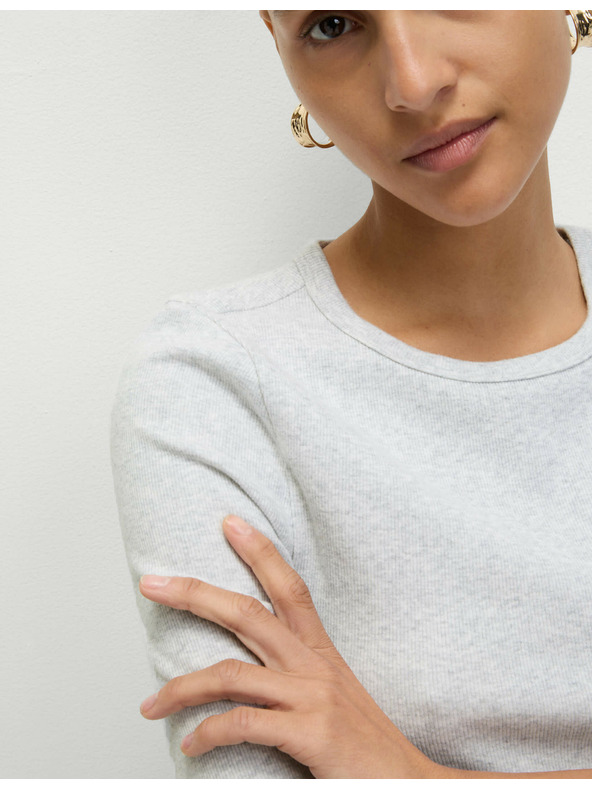 Marks & Spencer Rebrast top z visokim deležem bombaža Marks & Spencer siva