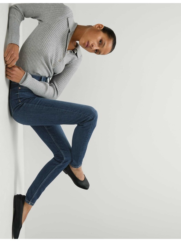 Marks & Spencer Izjemno mehki oprijeti džins Ivy z visokim pasom Marks & Spencer mornarsko modra