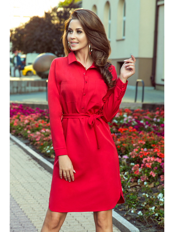 numoco Obleka z žepi - rdeča Numoco CAMILLE