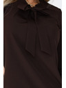 numoco Poslovna bluza z dolgimi rokavi in zavezovanjem spredaj - čokoladna