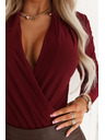 numoco Vinsko rdeče ženske body z V izrezom