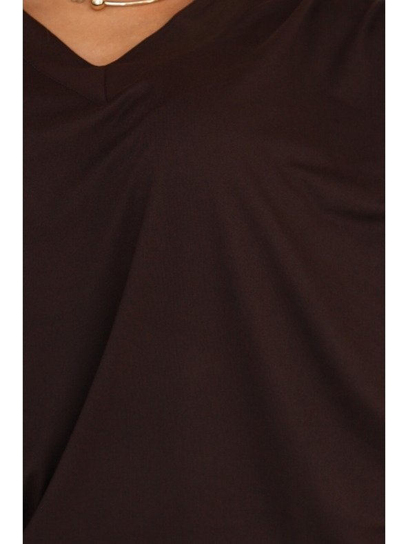 numoco Udobne netopirske obleke z dolgimi rokavi - čokoladne barve