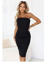 numoco Midi obleke z golimi rameni in stezniki - črne