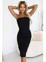 numoco Midi obleke z golimi rameni in stezniki - črne