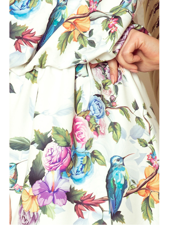 numoco Dolge obleke povezane pri vratu - barvne vrtnice in modri ptiči