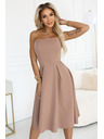 numoco VIVIENNE midi obleke s stezniki in razširjenimi naramnicami za posebne priložnosti - bež