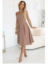 numoco VIVIENNE midi obleke s stezniki in razširjenimi naramnicami za posebne priložnosti - bež