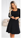 numoco IVANA udobne trapezne obleke z izrezom in dolgimi rokavi - črne