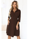 numoco SANDY valovite srajčne obleke z pasom - čokoladne