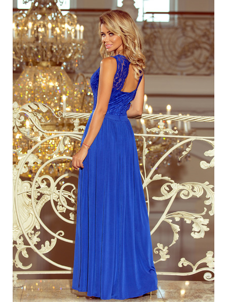 numoco LEA dolge obleke z čipkastim izrezom - modre