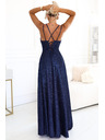 numoco Dolge obleke z nežnim bleščicami in korzet zavezovanjem zadaj - temno modre z bleščicami