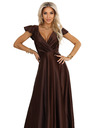 numoco CRYSTAL svilene dolge obleke z izrezom - čokoladne