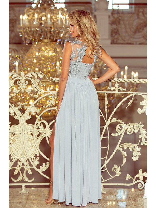 numoco LEA dolge obleke z vezenim izrezom - srebrna