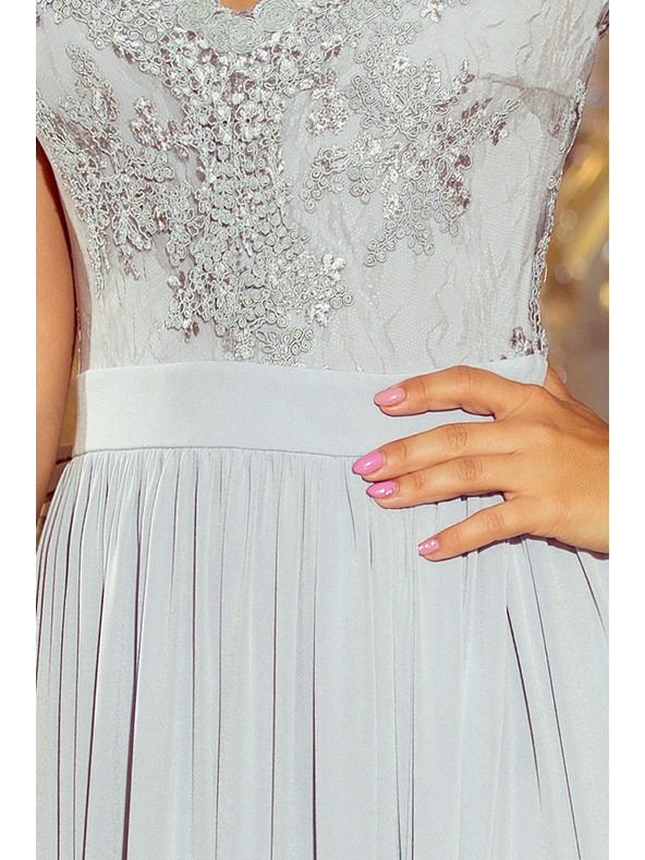 numoco LEA dolge obleke z vezenim izrezom - srebrna