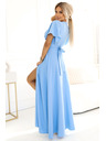 numoco JENNIFER dolge obleke z razporkom na nogavicah, rokavi in izrezom - svetlo modre