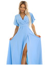 numoco JENNIFER dolge obleke z razporkom na nogavicah, rokavi in izrezom - svetlo modre