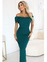 numoco Zapeljive midi obleke z pentjo pri izrezu - steklenozelene