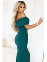 numoco Zapeljive midi obleke z pentjo pri izrezu - steklenozelene