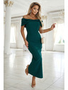 numoco Zapeljive midi obleke z pentjo pri izrezu - steklenozelene