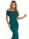 numoco Zapeljive midi obleke z pentjo pri izrezu - steklenozelene