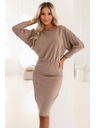 numoco LARA rebraste šaty z manšetami - mocha mousse