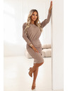 numoco LARA rebraste šaty z manšetami - mocha mousse