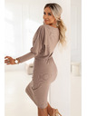 numoco LARA rebraste šaty z manšetami - mocha mousse