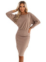 numoco LARA rebraste šaty z manšetami - mocha mousse
