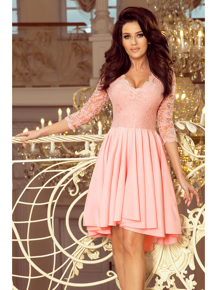 numoco NICOLLE - ekskluzivne šaty z čipko - pastelno roza