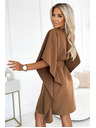 numoco SOFIA metuljaste šaty z vezavo v pasu - cappuccino