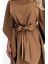 numoco SOFIA metuljaste šaty z vezavo v pasu - cappuccino