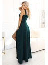 numoco AURELIA dolge obleke z razporkom na nogi in diamantnim izrezom - steklenozelene