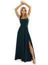 numoco AURELIA dolge obleke z razporkom na nogi in diamantnim izrezom - steklenozelene
