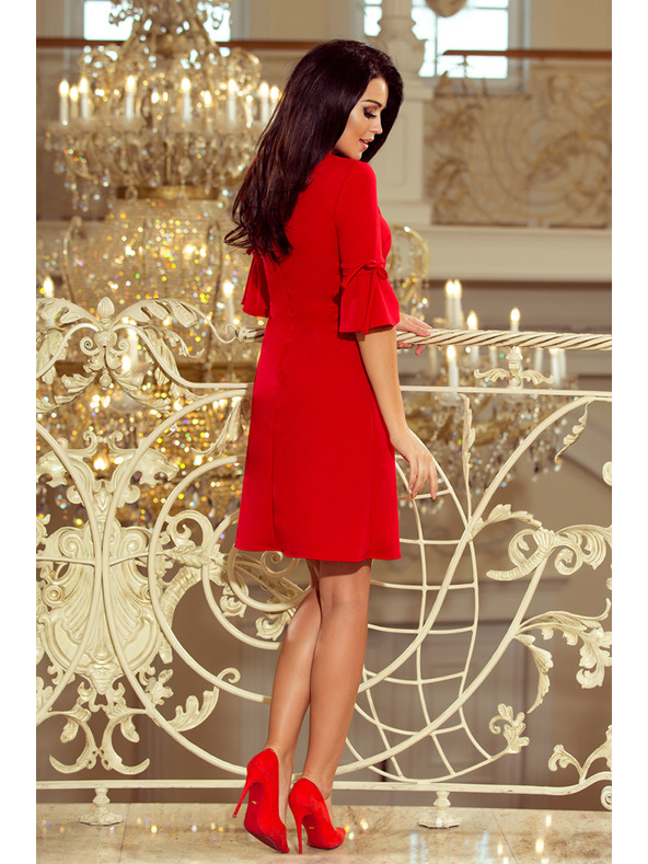 numoco NEVA Trapezne obleke z pentljo - rdeča