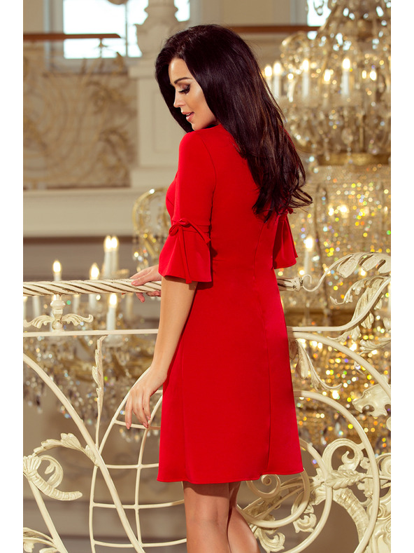 numoco NEVA Trapezne obleke z pentljo - rdeča