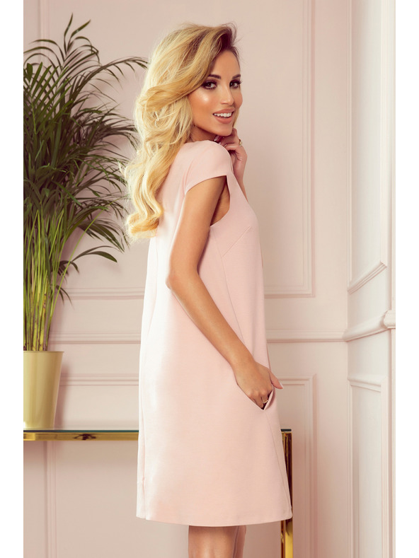 numoco CELINE Trapezne obleke z žepi - pastelno rožnate