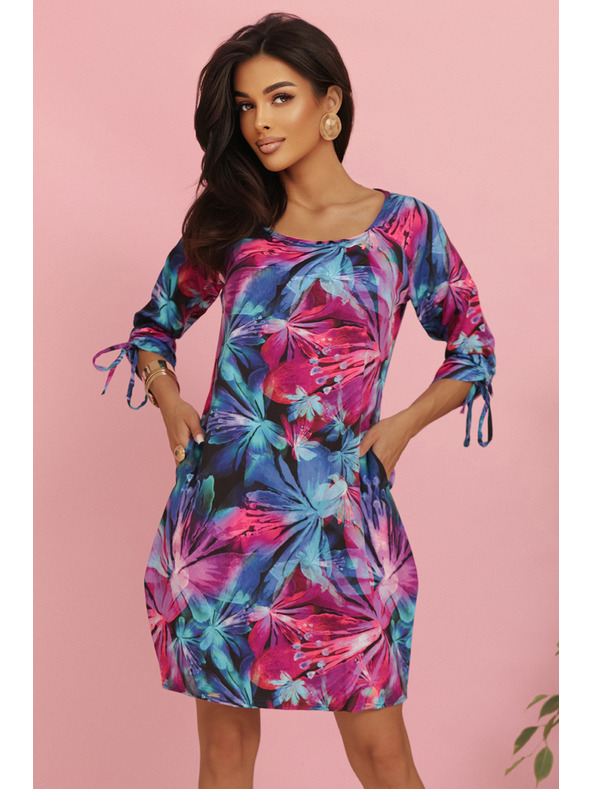 numoco LILA Cvetlične obleke z veznim rokavom