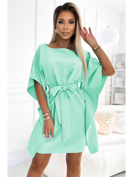 numoco SOFIA Ženske metuljaste obleke z zadrgo v pasu - mint