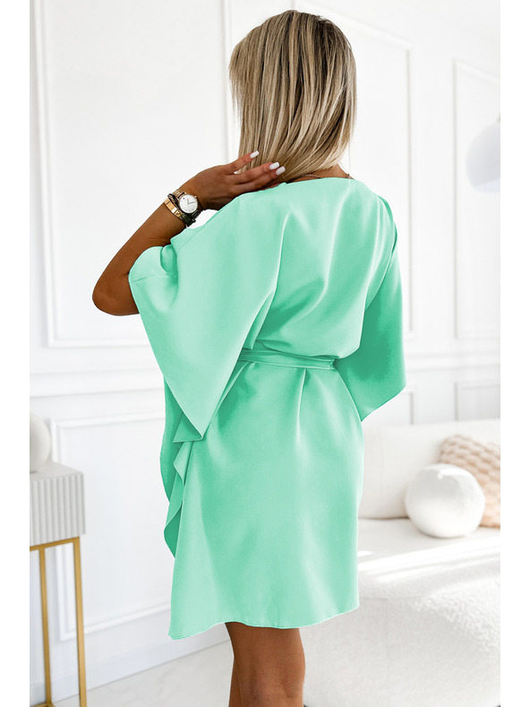numoco SOFIA Ženske metuljaste obleke z zadrgo v pasu - mint