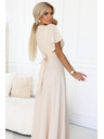 numoco JENNIFER dolge obleke z razporkom na nogi, rokavi in izrezom - bež