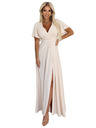 numoco JENNIFER dolge obleke z razporkom na nogi, rokavi in izrezom - bež