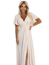numoco JENNIFER dolge obleke z razporkom na nogi, rokavi in izrezom - bež