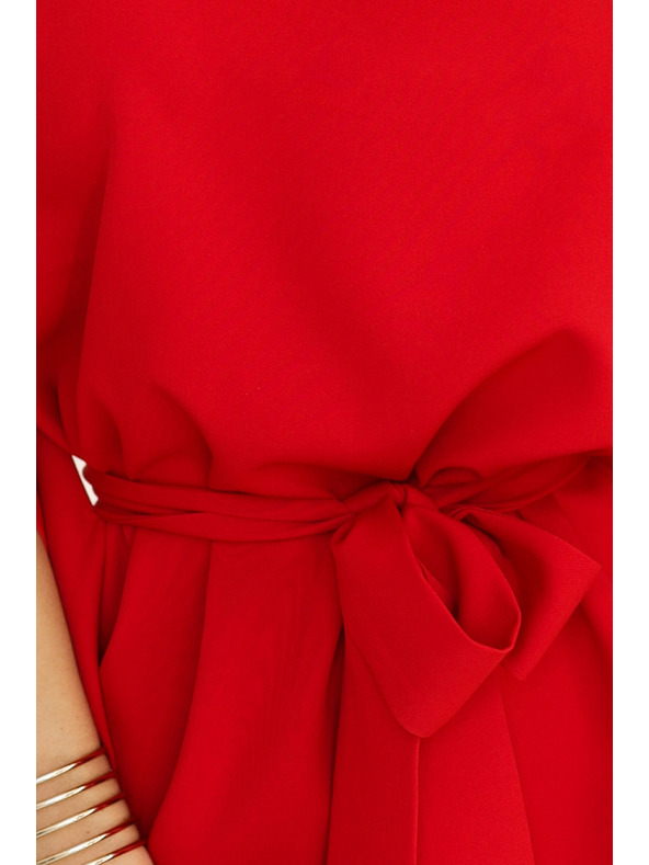 numoco SOFIA Metuljaste obleke z vezavo v pasu - rdeče
