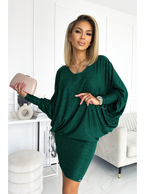 numoco Netopirske obleke z izrezom - zelena s svetlečimi detajli