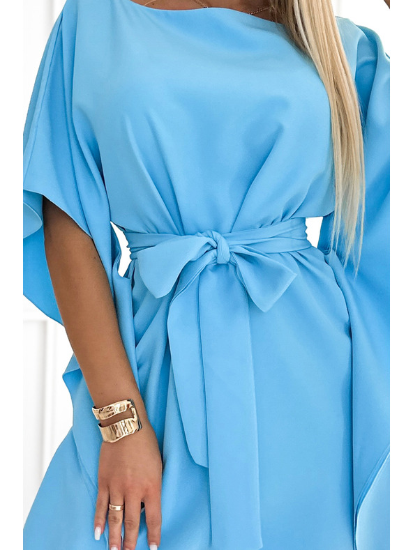 numoco SOFIA Metuljaste obleke z zadrgo v pasu - modra barva