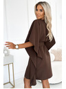 numoco SOFIA Metuljaste obleke z vezavo v pasu - čokoladna barva