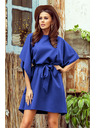 numoco SOFIA Metuljaste obleke z vezavo v pasu - modra
