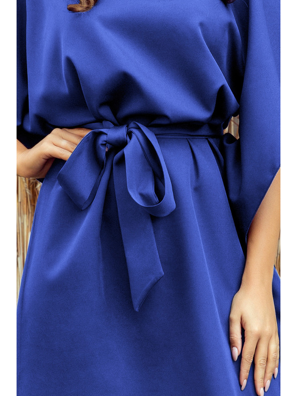 numoco SOFIA Metuljaste obleke z vezavo v pasu - modra